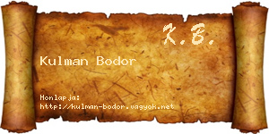 Kulman Bodor névjegykártya